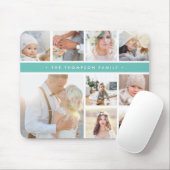 Türkisfarbene Streifen-FotoCollage Mousepad (Mit Mouse)