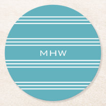 Türkisfarbene Streifen für Untersetzer aus Monogra