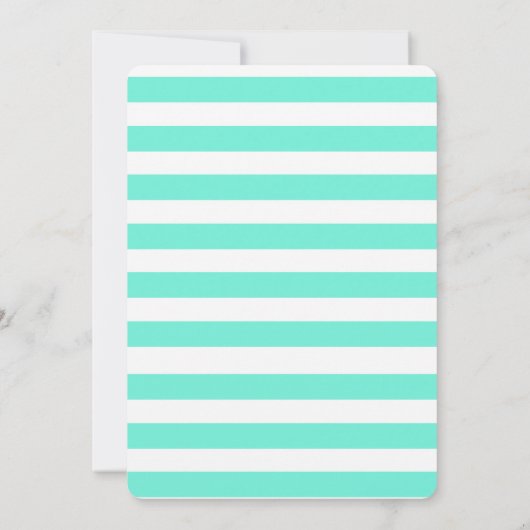 Türkisfarbene Streifen mit Peonies Brautparty Card (Rückseite)