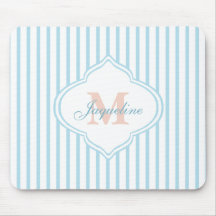 Türkisfarbene Streifen-Monogramm