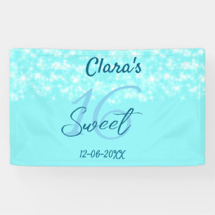 Türkisfarbene Teal-Achat süße 16 Geburtstag Name h Banner