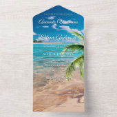 Türkisfarbene Tides Tropical Palm Tree Beach Hochz All In One Einladung (Innen Boden)
