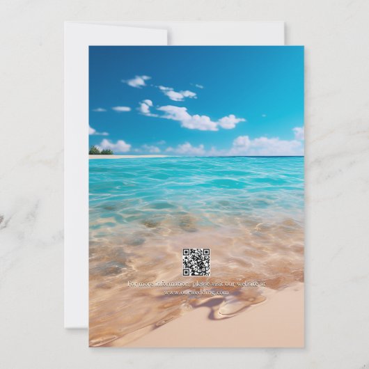 Türkisfarbene Tides Tropical Palm Tree Beach Hochz Einladung (Rückseite)