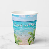 Türkisfarbene Tides Tropical Palm Tree Beach Hochz Pappbecher (Rückseite)