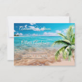 Türkisfarbene Tides Tropical Palm Tree Beach Hochz RSVP Karte (Rückseite)