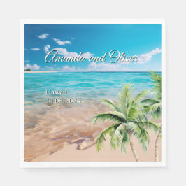 Türkisfarbene Tides Tropical Palm Tree Beach Hochz Serviette