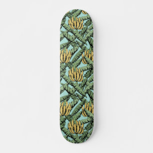 Türkisfarbene Tropengelbe Bananen und Blätter Skateboard