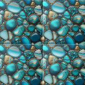 Türkisfarbene und Aquamarine Steine mit goldenen K Fliese