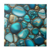 Türkisfarbene und Aquamarine Steine mit goldenen K Fliese (Vorderseite)