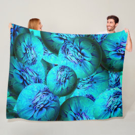 Türkisfarbene und blaue Sphären in 3D-Optik Fleecedecke