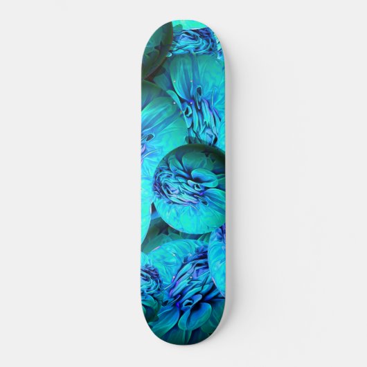 Türkisfarbene und blaue Sphären in 3D-Optik Skateboard (Vorderseite)