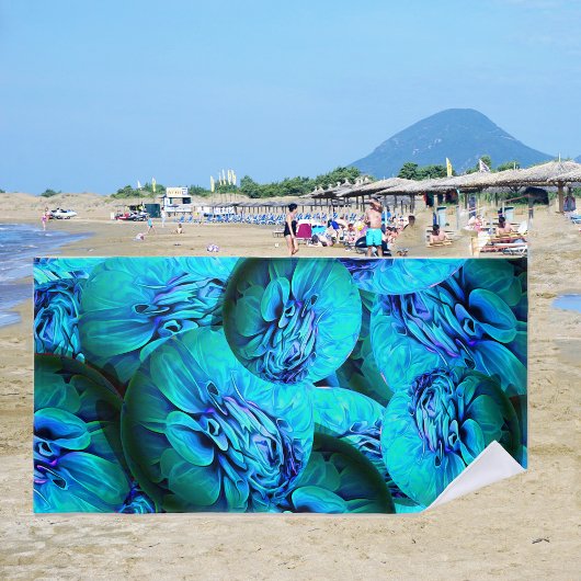 Türkisfarbene und blaue Sphären in 3D-Optik Strandtuch