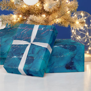 Türkisfarbene und irisierende Glitter-Meerjungfrau Geschenkpapier