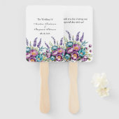 Türkisfarbene und Lila Wildblumen Hochzeit Fächer (Vorne und Hinten)