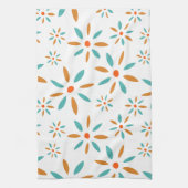 Türkisfarbene und orangefarbene Blume Mitte des 20 Geschirrtuch (Vertikal)