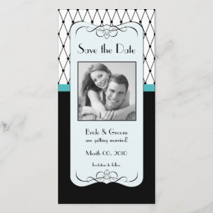 Türkisfarbene und Schwarz-Save the Date-Foto-Karte Save The Date