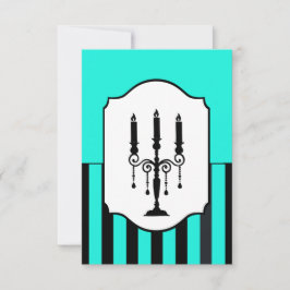 Türkisfarbene und schwarze Candelabra-RSVP-Karte RSVP Karte