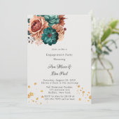 Türkisfarbene und Terracotta-Engagement-Partei Einladung (Stehend Vorderseite)