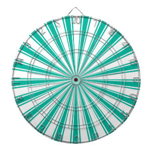 Türkisfarbene und weiße funky Sonnenstrahlen Retro Dartscheibe
