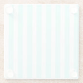 Türkisfarbene und weiße Streifen aus Süßigkeiten Glasuntersetzer (Rückseite)