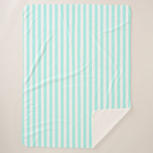 Türkisfarbene und weiße Streifen aus Süßigkeiten Sherpadecke