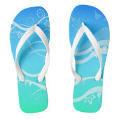 Türkisfarbene und weiße Wirbel Flip Flops Badesandalen (Fußbett)