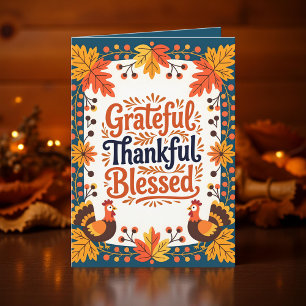 Türkisfarbene Volkskunst Truthahn Thanksgiving Dan Karte