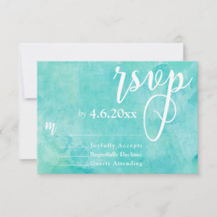 Türkisfarbene Wasserfarbe Elegante Typografie RSVP Karte