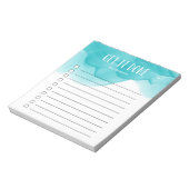 Türkisfarbene Wasserfarbe Personalisiert zu erfüll Notizblock (Rotiert)