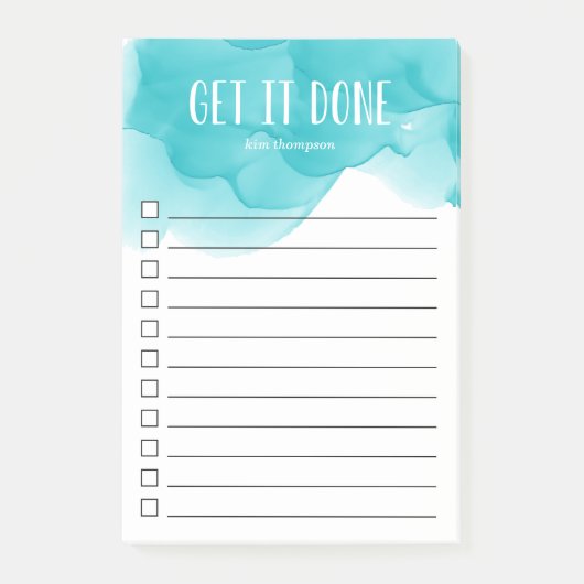 Türkisfarbene Wasserfarbe Personalisiert zu erfüll Post-it Klebezettel (Vorderseite)