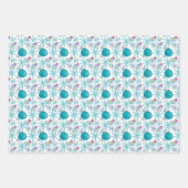 Türkisfarbene Weihnachtsbälle und Schneeflocken Geschenkpapier Set (Vorderseite)