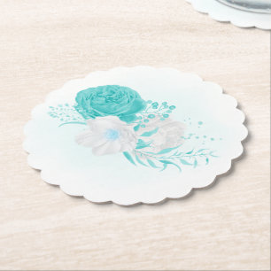 türkisfarbene weiße Blumenhochzeit Untersetzer