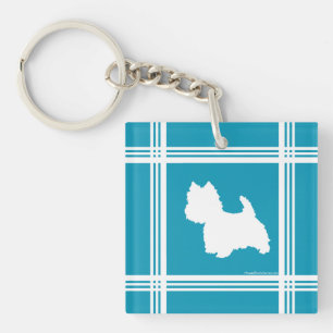 Türkisfarbene Westies Schlüsselanhänger