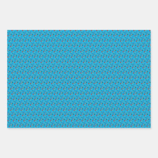 Türkisfarbene Wildblumen, in Papierform verpackt Geschenkpapier Set (Vorderseite 2)