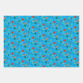 Türkisfarbene Wildblumen, in Papierform verpackt Geschenkpapier Set (Vorderseite)