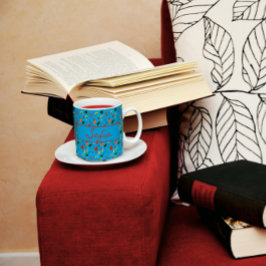 Türkisfarbene Wildblumen Roter Mohnkaffee Tasse