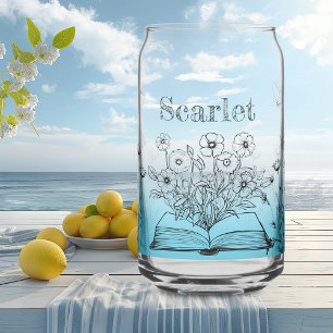 Türkisfarbene Wildblumen und Schmetterlinge Dosenglas