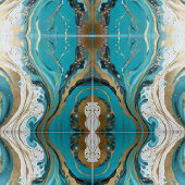 Türkisfarbene Wirbel aus weißem Marmor mit Goldakz Fliese