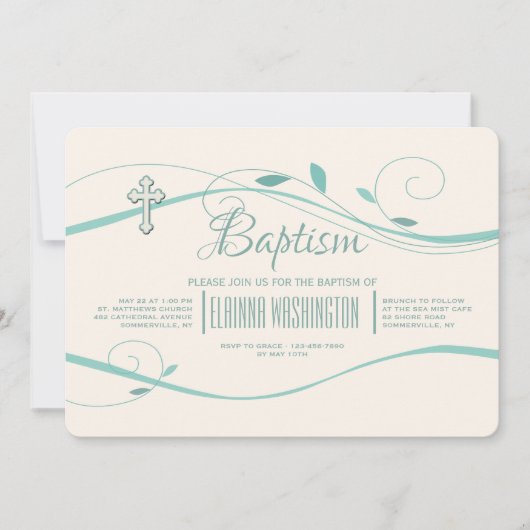 Türkisfarbene Wirbel Einladung (Vorderseite)