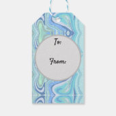 Türkisfarbene Wirbel Geschenkmarke individuell anp Geschenkanhänger (Rückseite)