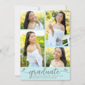 Türkisfarbener Abschluss 4 Foto Moderne Skriptherz Ankündigung (Vorderseite)