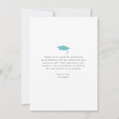 Türkisfarbener Abschluss Foto fett Typografie mode Dankeskarte (Rückseite)