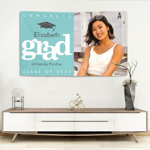 Türkisfarbener Abschluss Foto graue Kappe fett mod Banner