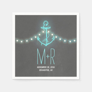 türkisfarbener Anker Wasserchalkboard Hochzeit Serviette