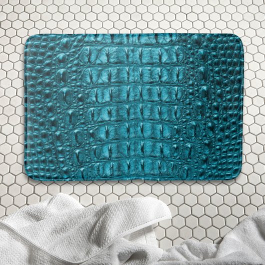 türkisfarbener Aqua-Blue-Alligator-Druck Badematte