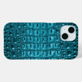 türkisfarbener Aqua-Blue-Alligator-Druck Case-Mate iPhone Hülle (Rückseite (Horizontal))