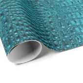 türkisfarbener Aqua-Blue-Alligator-Druck Geschenkpapier (Rolleneckpunkt)