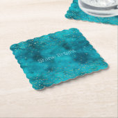 Türkisfarbener Aquamariner Goldsparkon Untersetzer (angewinkelt)