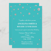 Türkisfarbener Aquamariner Silberner Glitzer Moder Einladung (Vorne/Hinten)