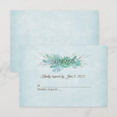 Türkisfarbener Blumenstrauß UAWG RSVP Karte (Vorne/Hinten)